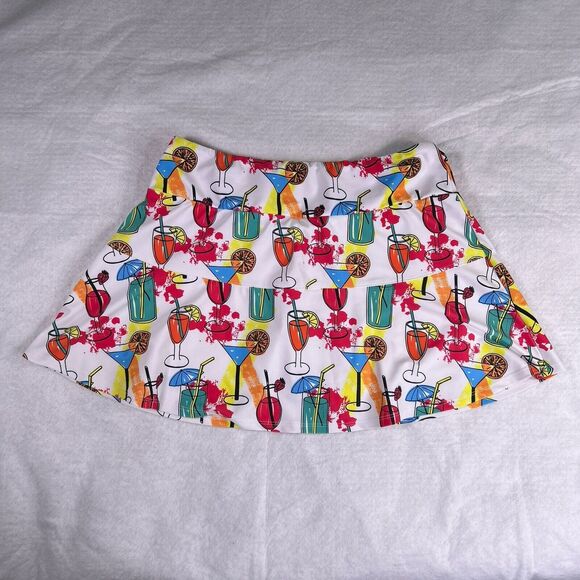 Queen Of The Court Colorful Cocktails Print Tennis Skort Skirt Women's Sz Medium - Picture 13 of 13